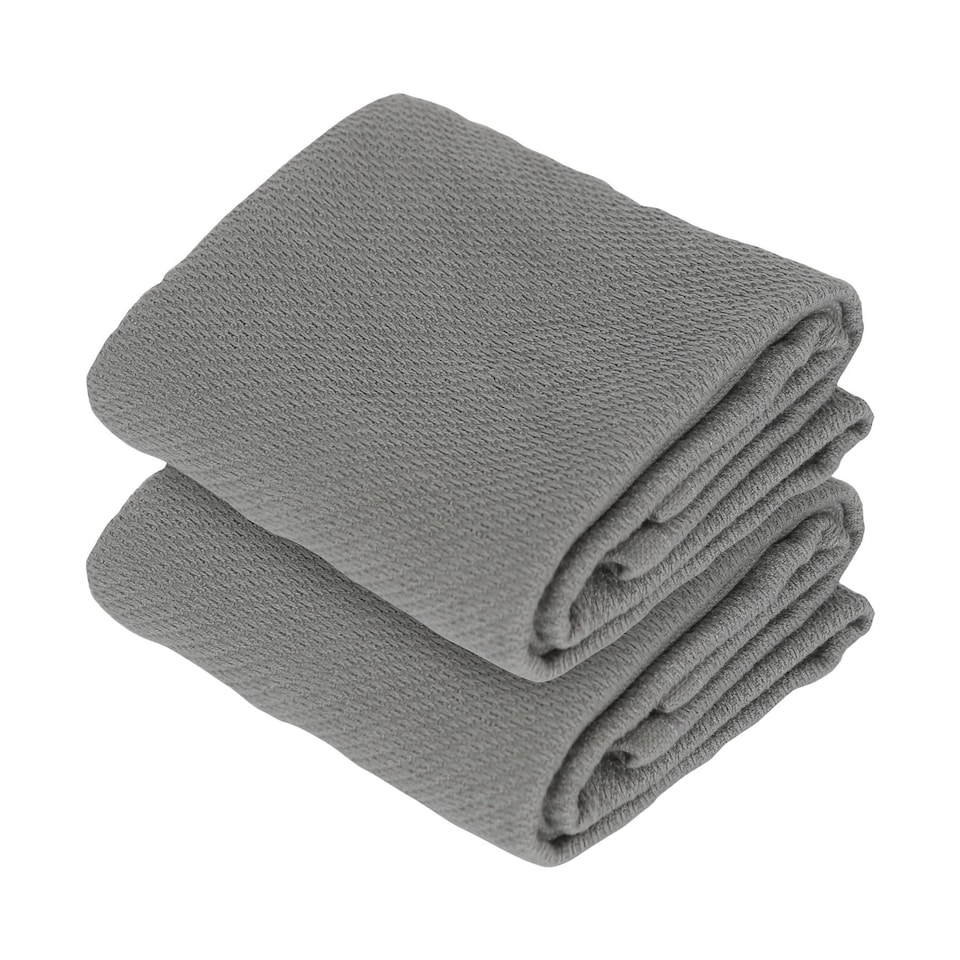 image 1 of Nicola Spring Deluxe 100% Cotton Tea Towels - 60cm x 40cm - Grey - Pack of 2