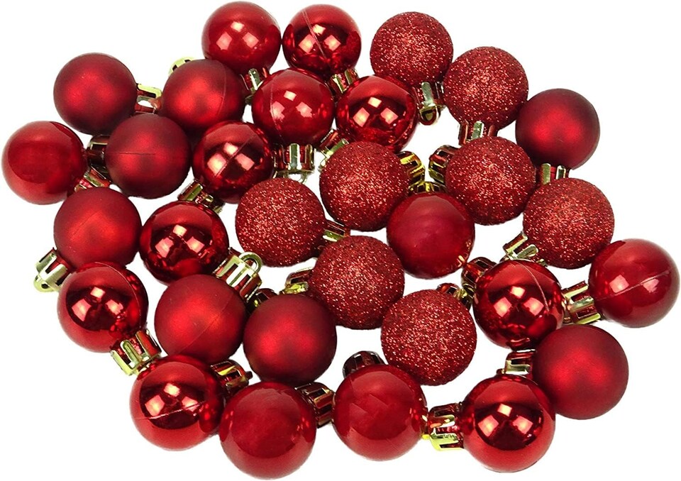 image 1 of 30mm/12Pcs Christmas Baubles Shatterproof Red,Tree Decorations