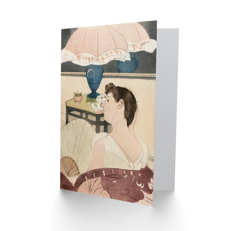 image 1 of Mary Cassatt Art Card The Lamp Woman With Fan Painting
