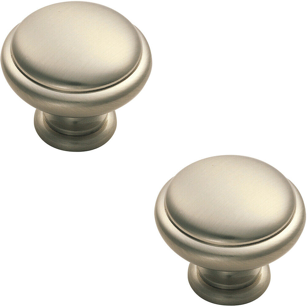 Loops 2x Domed Top Cupboard Door Knob 34mm Diameter Satin Nickel Cabinet Handle in Metallics