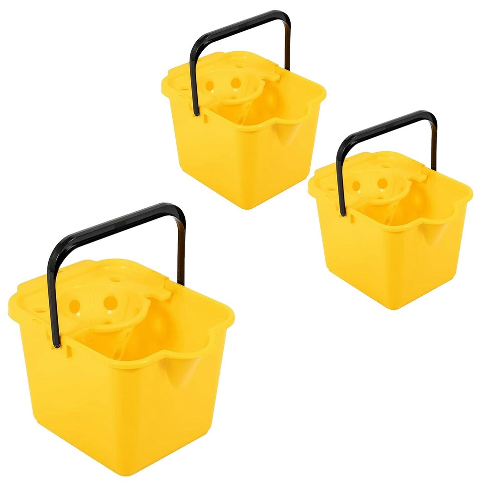 image 1 of 1 x 12 Litre Strong Plastic Yellow Mop Bucket Complete With Pouring Lip Ideal For All Hard Floors