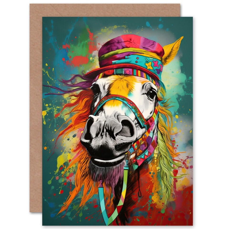image 1 of Fun Carnival Hippie Horse Birthday Her Wife Card