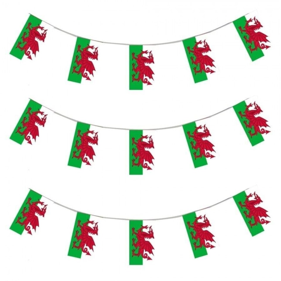 image 1 of Wales Flag Party Bunting 10m with 20 Flags