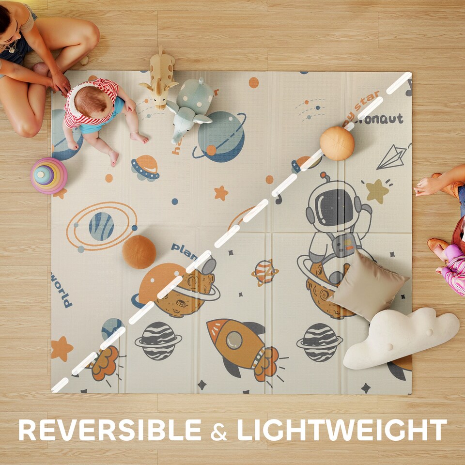 image 1 of AIYAPLAY Baby Play Mat, Foldable Activity Playmat, Astronaut & Planet Theme