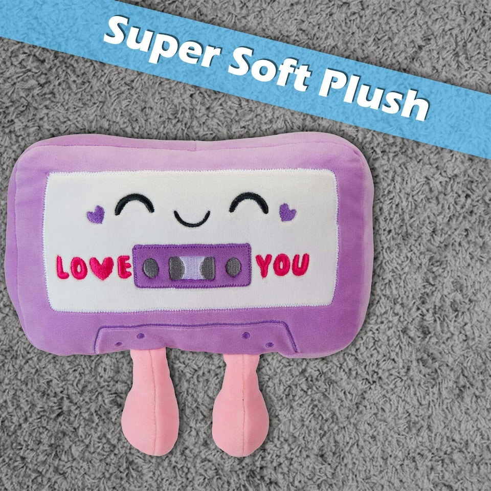 image 1 of Cassete Soft Toy Cute Plushie Huggable Cuddly Stuffed Toy Gift 25cm Purple