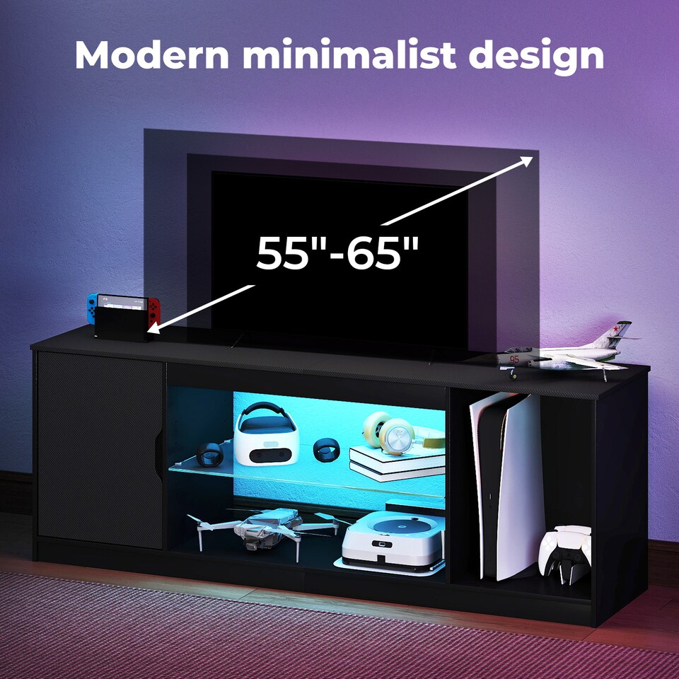 image 1 of Levede TV Stand Entertainment Unit TV Cabinet Stand Storage with LED 140cm