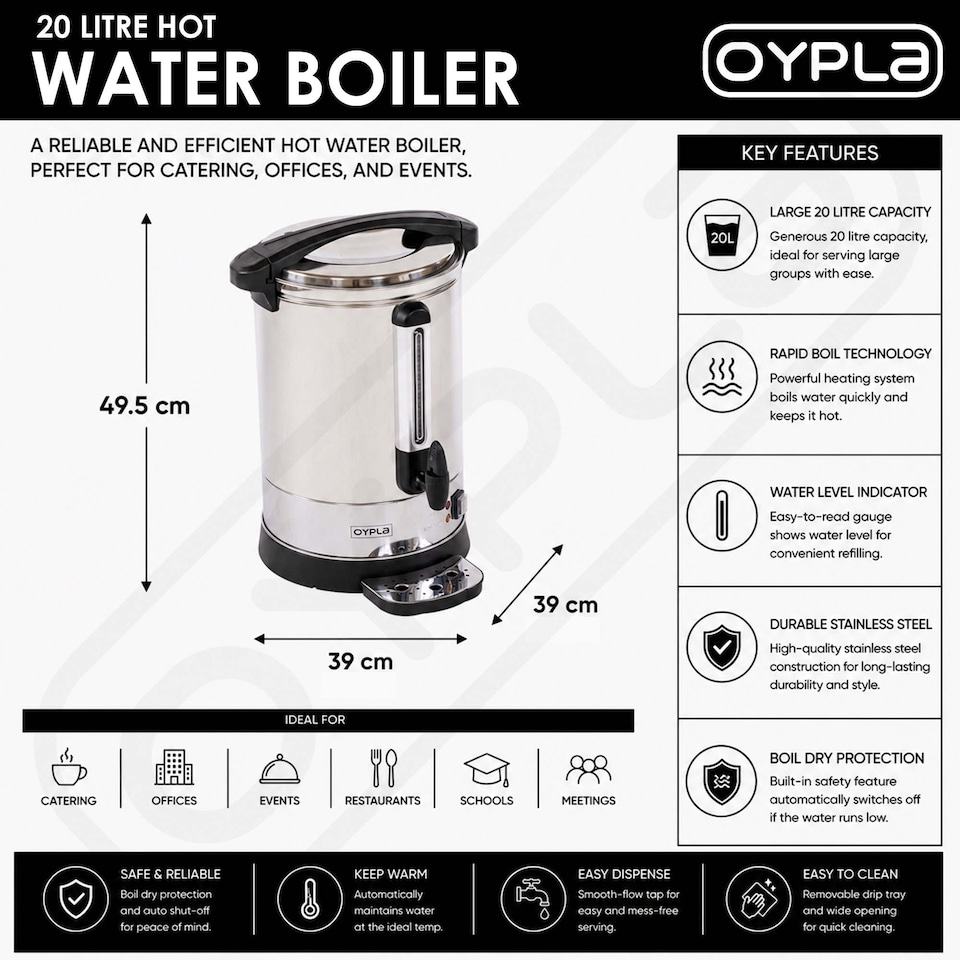 image 1 of 20L Catering Hot Water Boiler Tea Urn Coffee