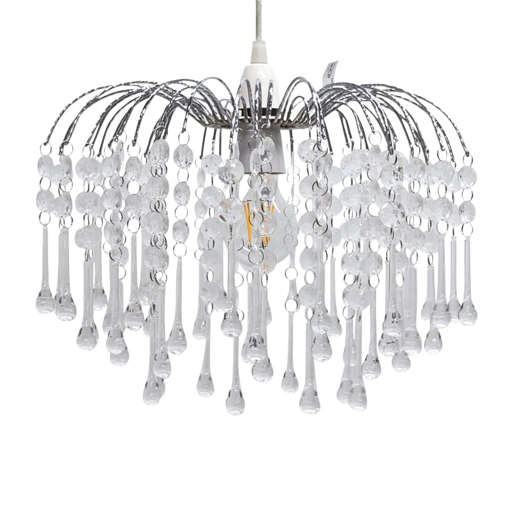 First Choice Lighting Skye - Cascading Jewelled Pendant Shade in Clear