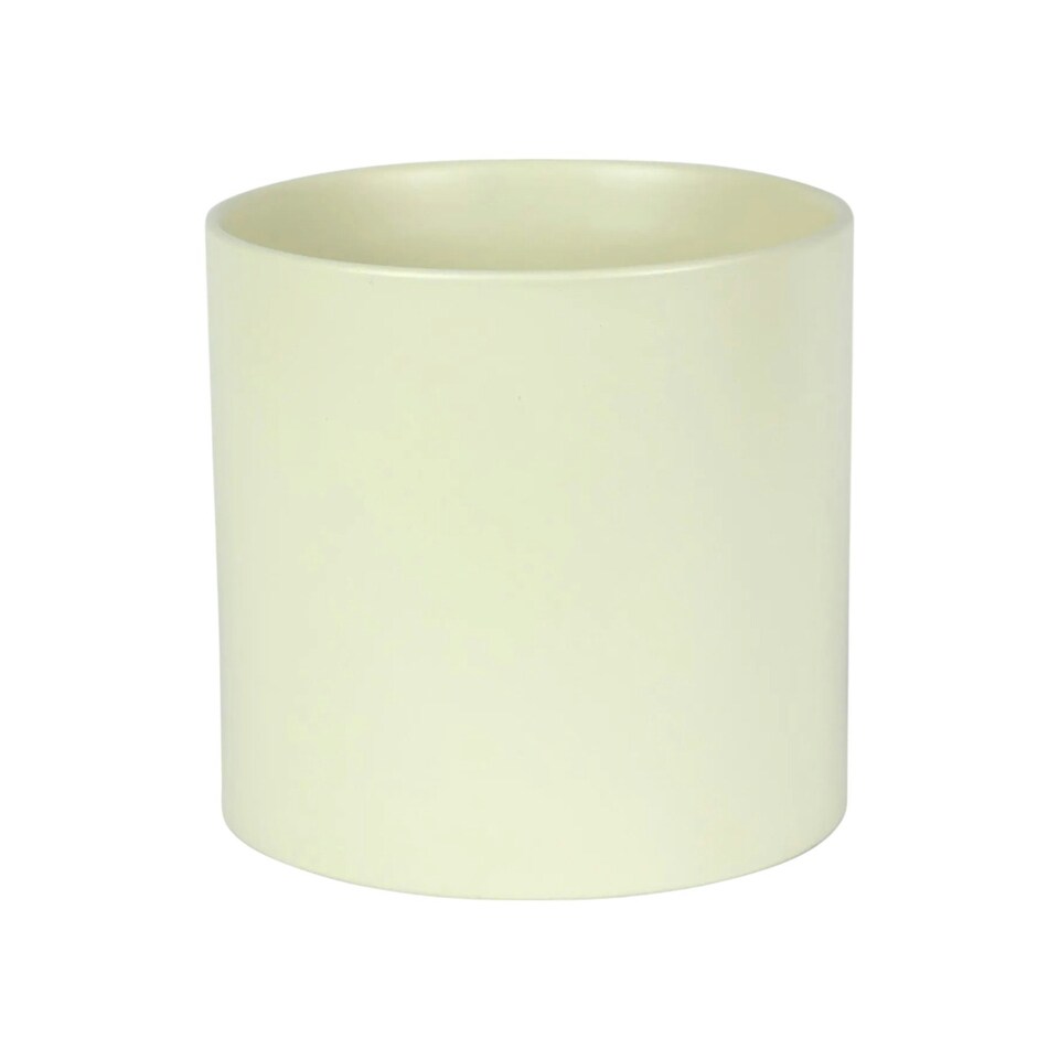image 1 of Matte Cream Ceramic Indoor Plant Pot, Cachepot - H17 x W17.5cm Cream