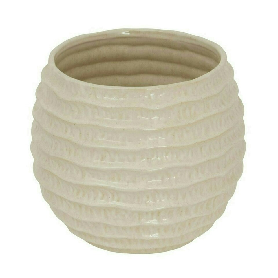 image 1 of Pallida Ridged Pot Vase - Ceramic - L27 x W27 x H23 cm - White White