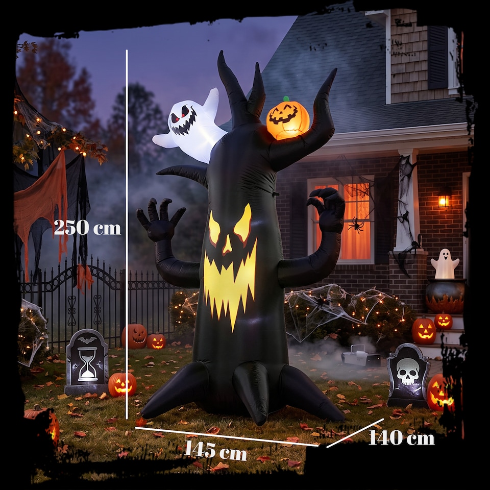 image 1 of Outsunny 8 FT Halloween Inflatable Spooky Tree with Built-in LED Lights