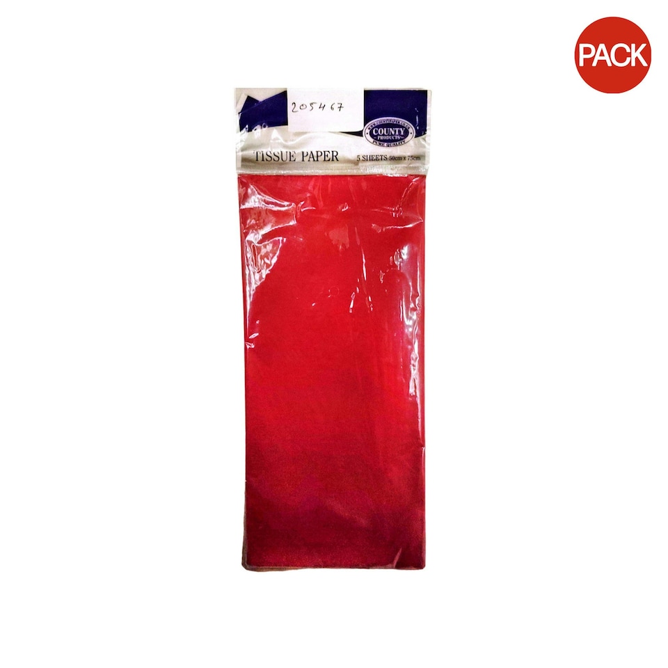 County Stationery Tissue Paper (Pack of 5) - Red - One Size
