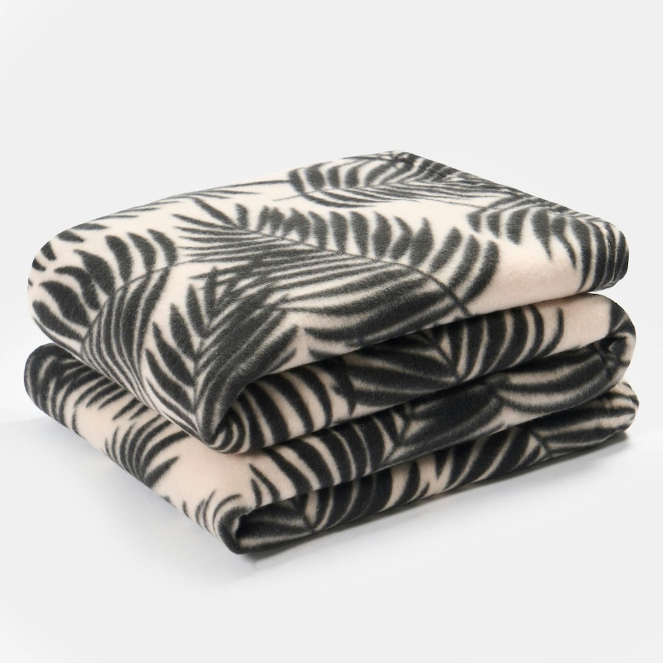 image 1 of OHS Leaf Ultra Soft Polar Throw Blanket, 120x150cm - Natural
