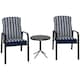 image 1 of Outsunny 3-Piece Recliner Garden Chairs and Tempered Glass Table Set, Blue 