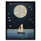 image 1 of Sailing Into Moonlight Boat Full Moon Home Decor Black Framed Wall Art Print A4