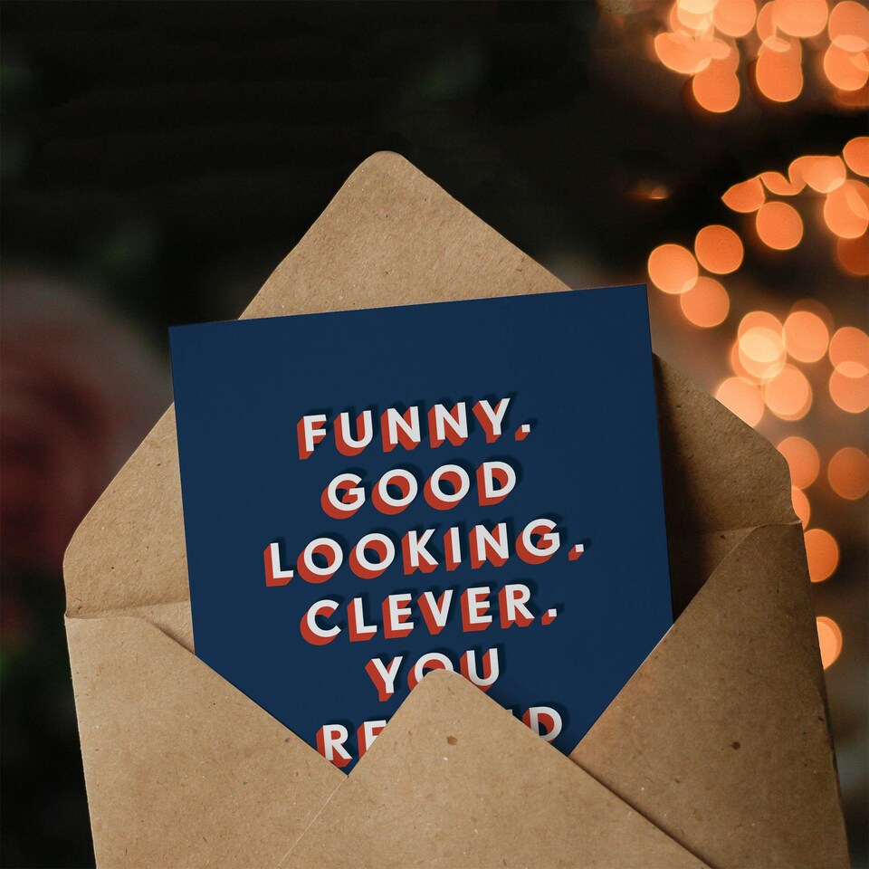 image 1 of Funny Good Looking Clever Remind Of Me For Him Funny Birthday Card