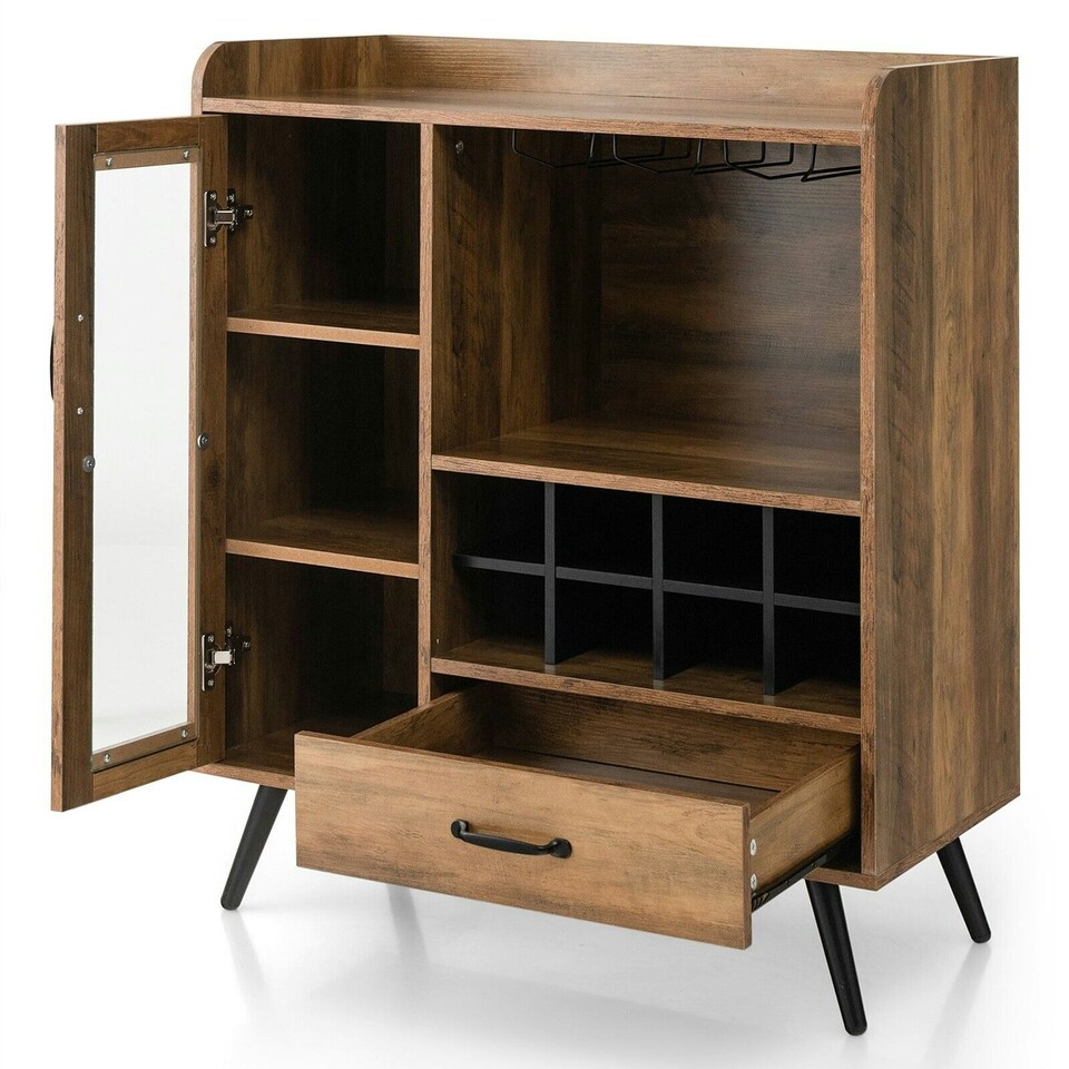 image 1 of COSTWAY Kitchen Storage Cabinet Wine Cabinet Sideboard Grey
