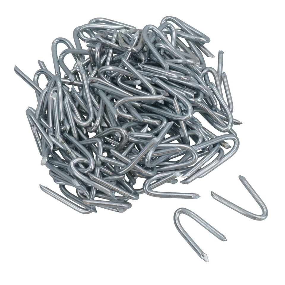 image 1 of 25mm Galvanised U Nails Heavy Duty Staples for Wires Fencing Mesh Netting 80pc
