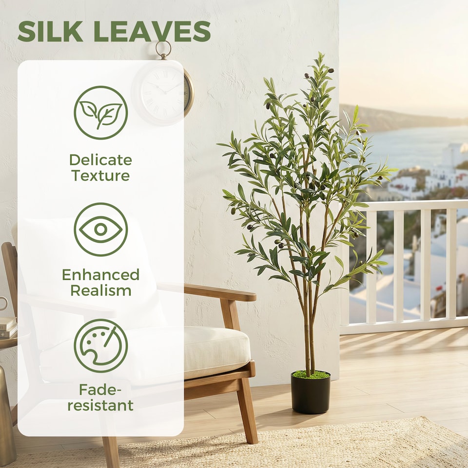 image 1 of HOMCOM 120 cm Decorative Artificial Plant, Silk Olive Tree with 303 Leaves