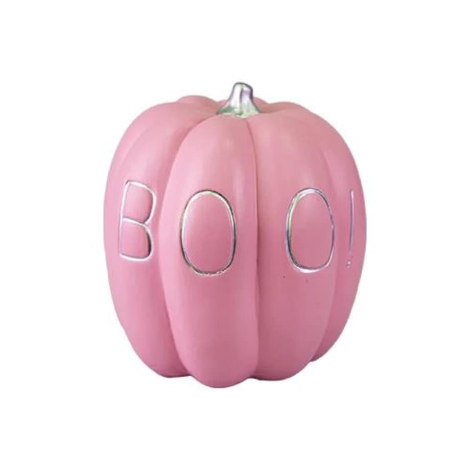 Boo! Pink Terracotta Pumpkin Halloween Decoration 17cm