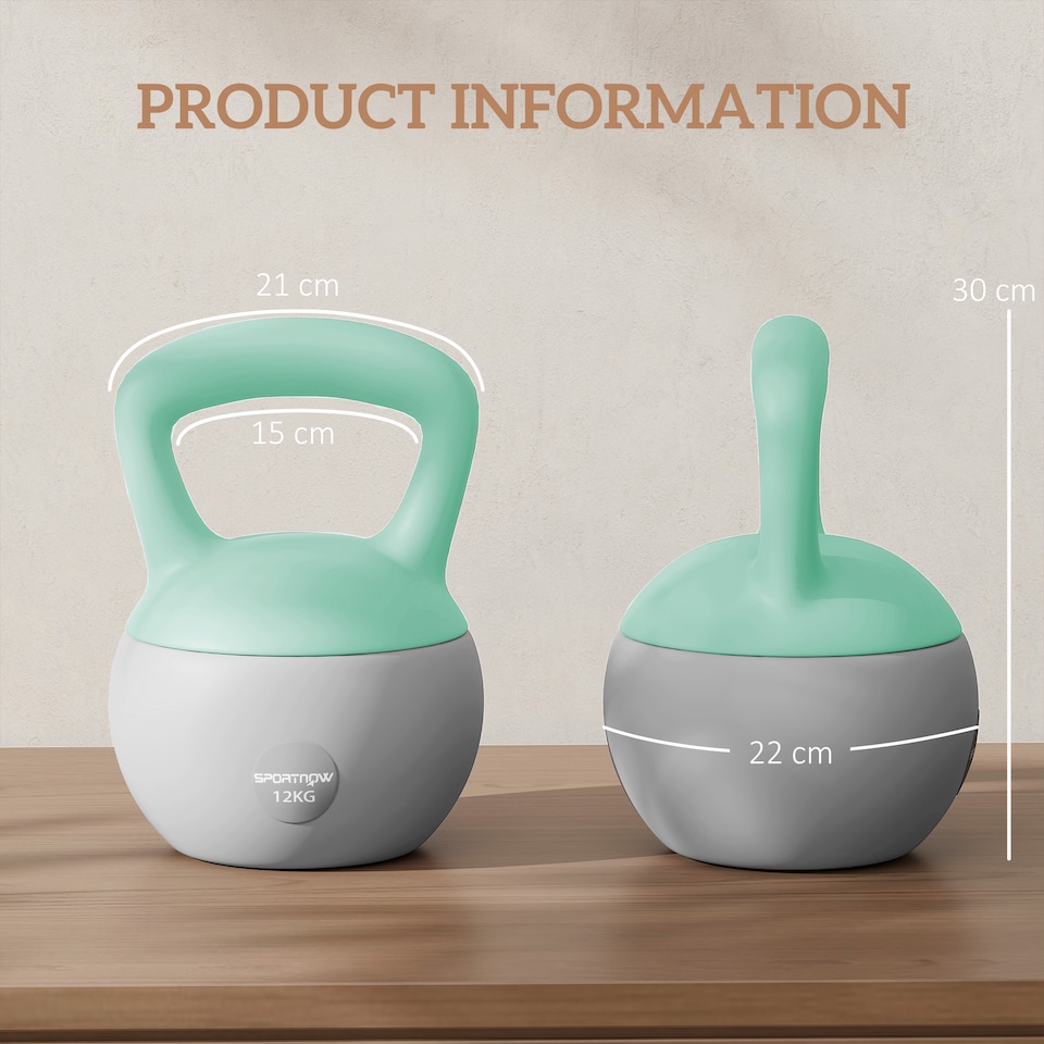 image 1 of SPORTNOW Kettlebell with Soft Body and Non-Slip Handle | Green | Grey and Green