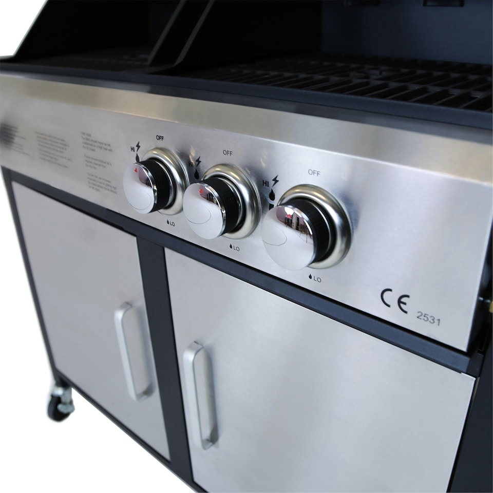 image 1 of Charles Bentley 2+1 Burner Gas & Charcoal Grill BBQ 147.5 x 52 x 110cm