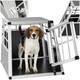 image 1 of Aluminium Pet Car Crate Travel Cage Dog Puppy Cat Transport Kennel 2 sizes - 69x54x50cm