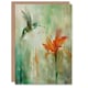 image 1 of Daylily Flower Orange Green Woman Hummingbird Her Birthday Card
