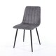 image 3 of Pair of Aspen Cord Fabric Straight Stitch Compact Dining Chairs with Black Tapered Metal Legs | Grey | Grey | 1