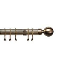 28mm Nikola Antique Brass Ball End Metal Curtain Pole Set 200cm Bronze | Bronze
