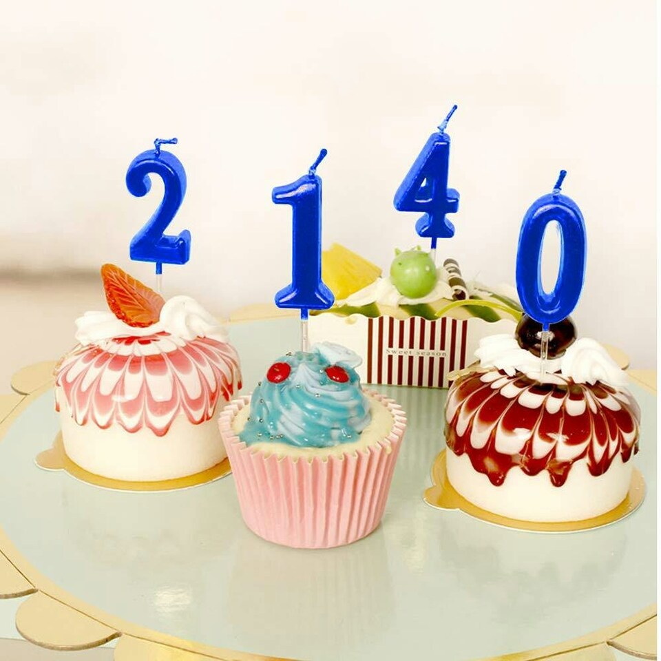 image 1 of Blue Number 1 Candle Blue