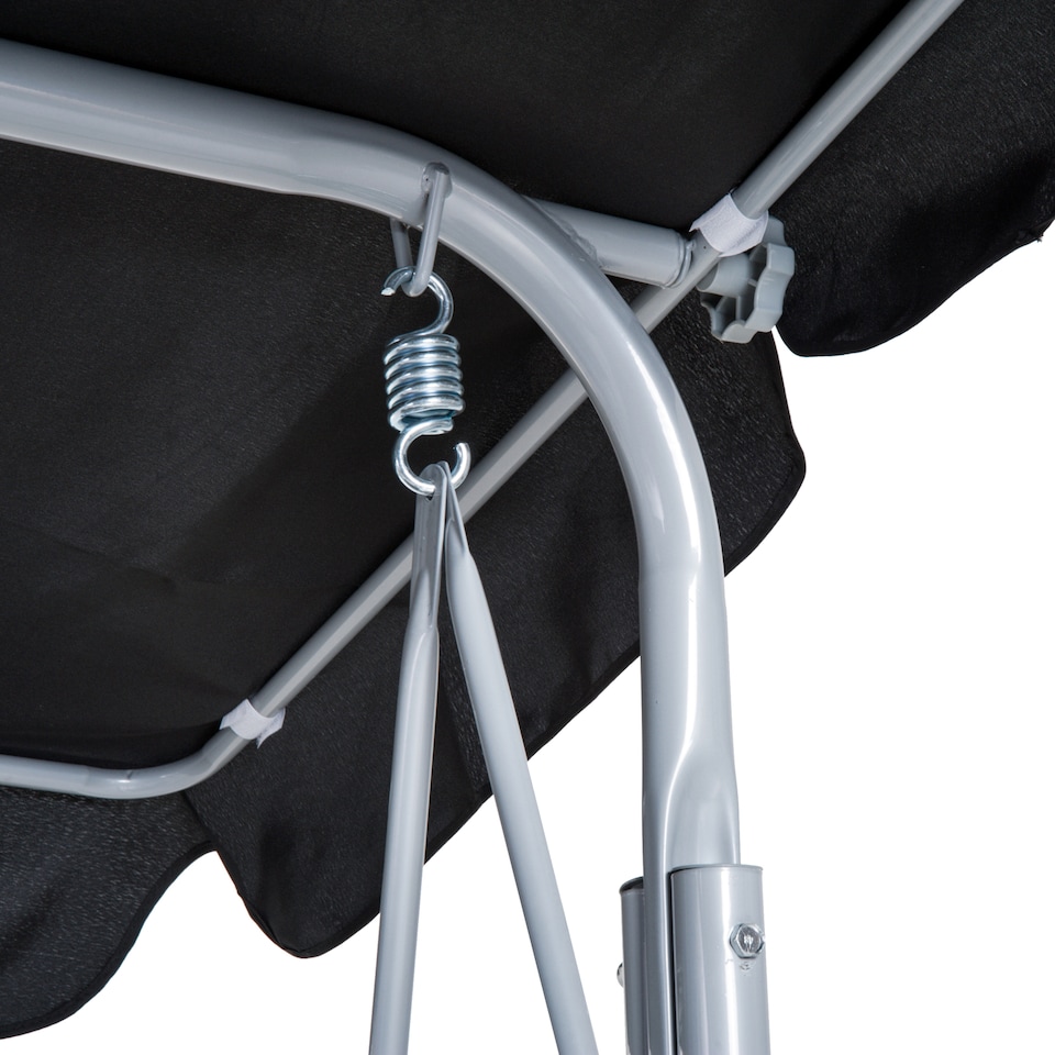image 1 of Outsunny Metal Swing Chair Garden Hammock 3 Seater Patio Bench w/ Canopy, Black | Black | Black