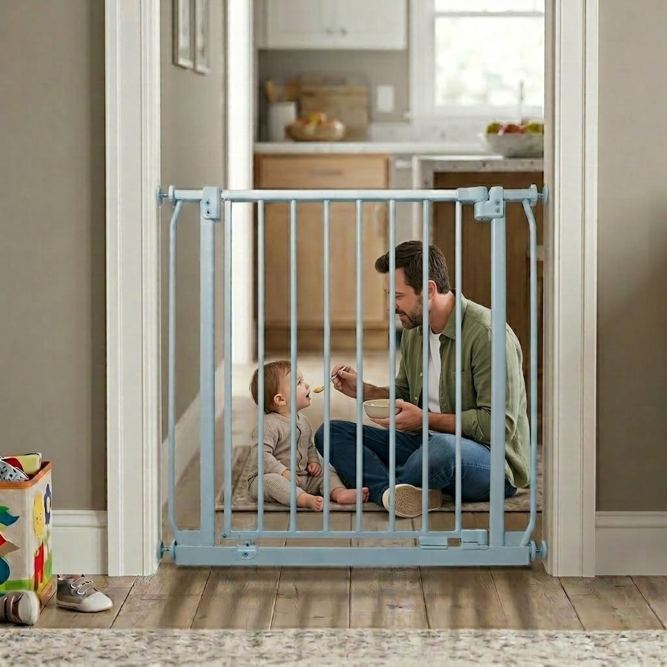 image 1 of Safetots Extra Tall Elite Safety Gate, 98cm - 107cm, Matt Grey, Extra Tall 96.8cm in Height, Pressure Fit Stair Gate, Baby Gate for Doors Hallways and Spaces, Safety Barrier, Easy Installation