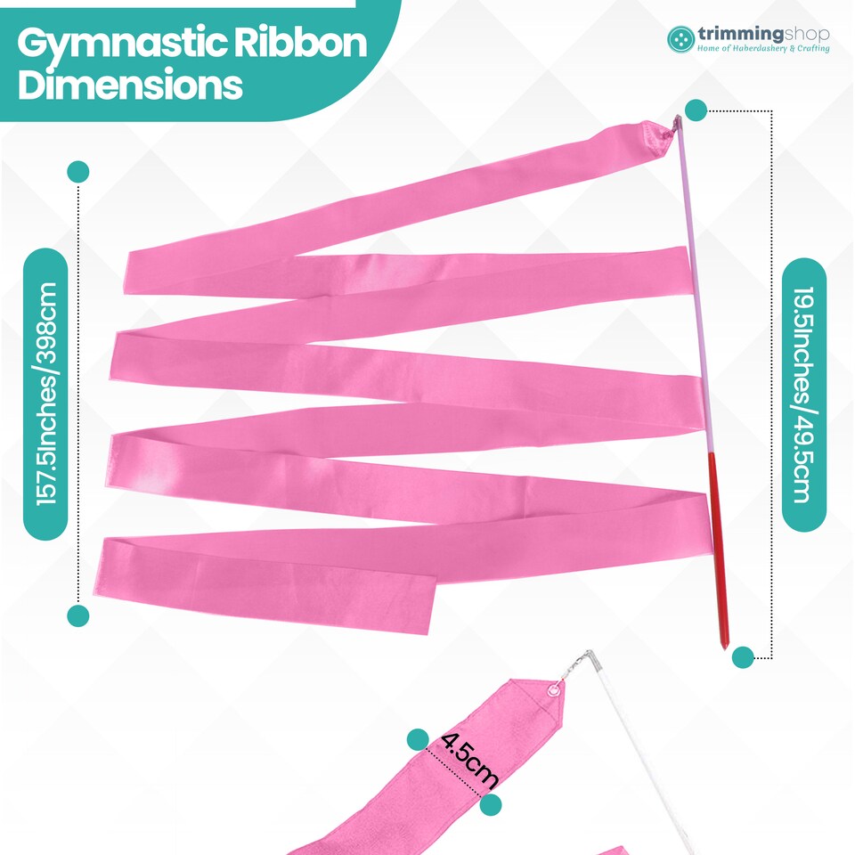image 1 of 4 Metres Gymnastics Ribbon Wand, Satin Dance Streamer - 1pc