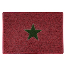 Christmas Star PVC Spaghetti Doormat - Red, Black & Green Design Red | 90cm x 60cm