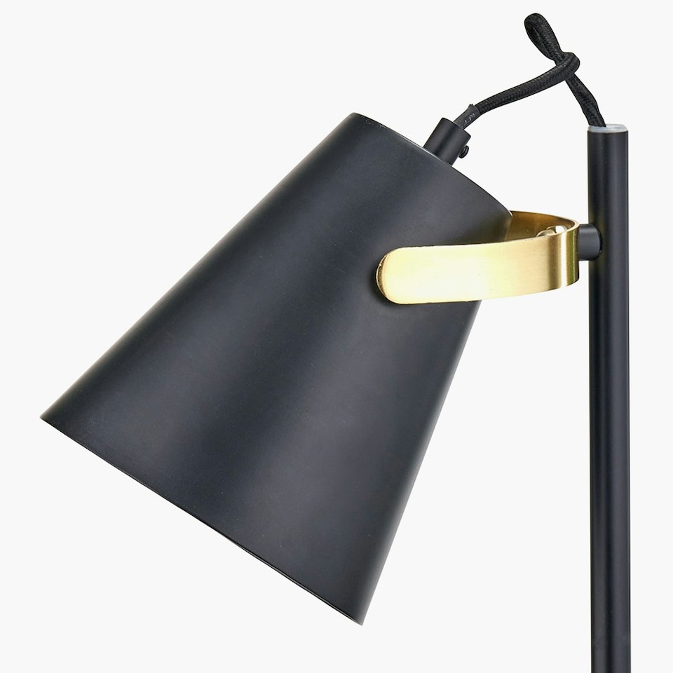 image 1 of Black and Brushed Brass Task Floor Lamp Black | Gold