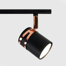ValueLights Modern Matte Black And Copper 3 Way Adjustable Straight Bar Ceiling Spotlight