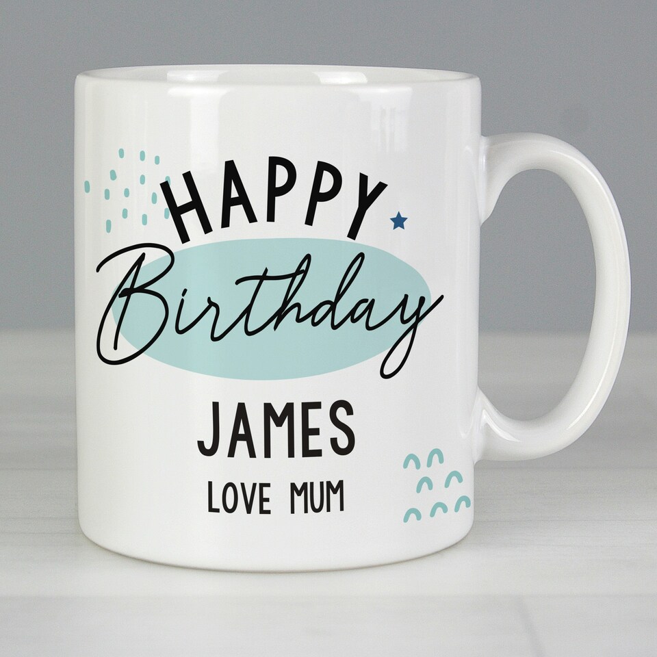 image 1 of Personalised Happy Birthday Mug White