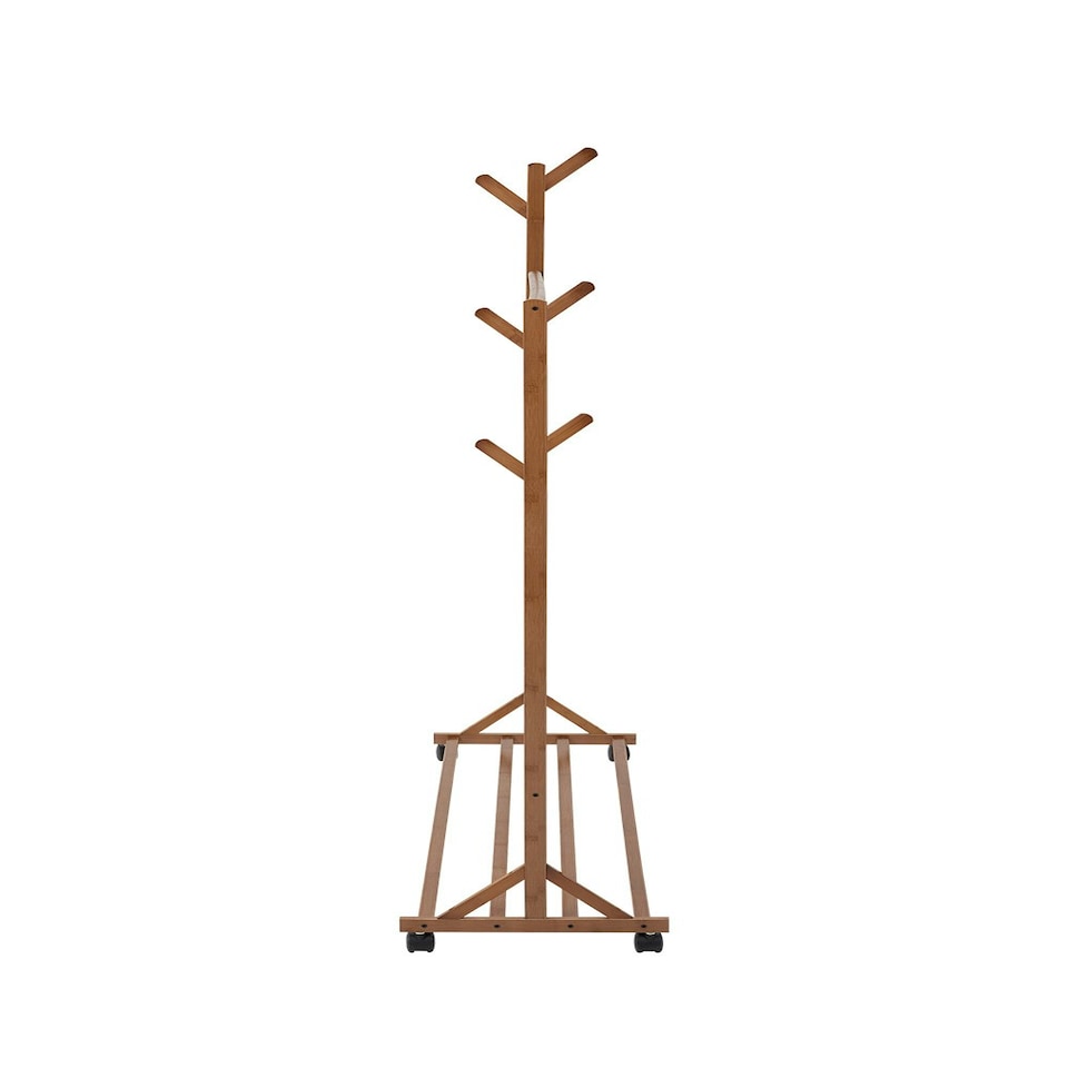 image 1 of Living and Home Bamboo Garment Hat Rack with Wheels 108 W x 37 D x 157 Hcm | Multi | Not provided