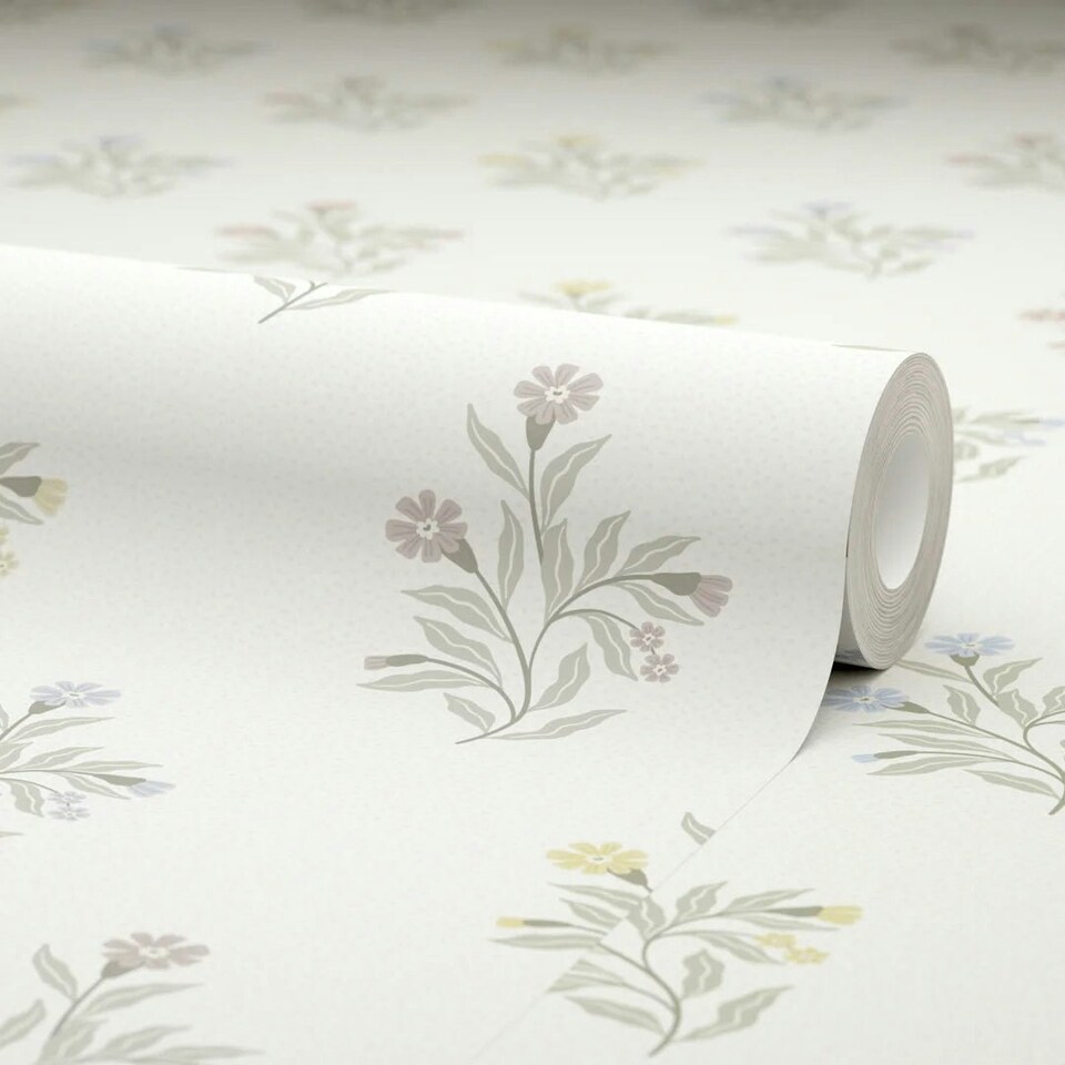 image 1 of Meadow Flower Wallpaper in Pastels Multi