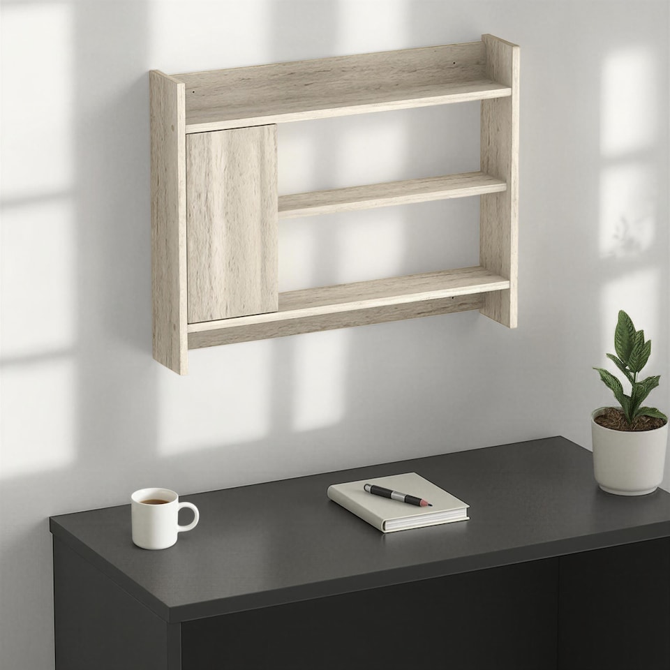 image 1 of Decortie Fleet Wall Shelf and Cabinet Unit Travertine