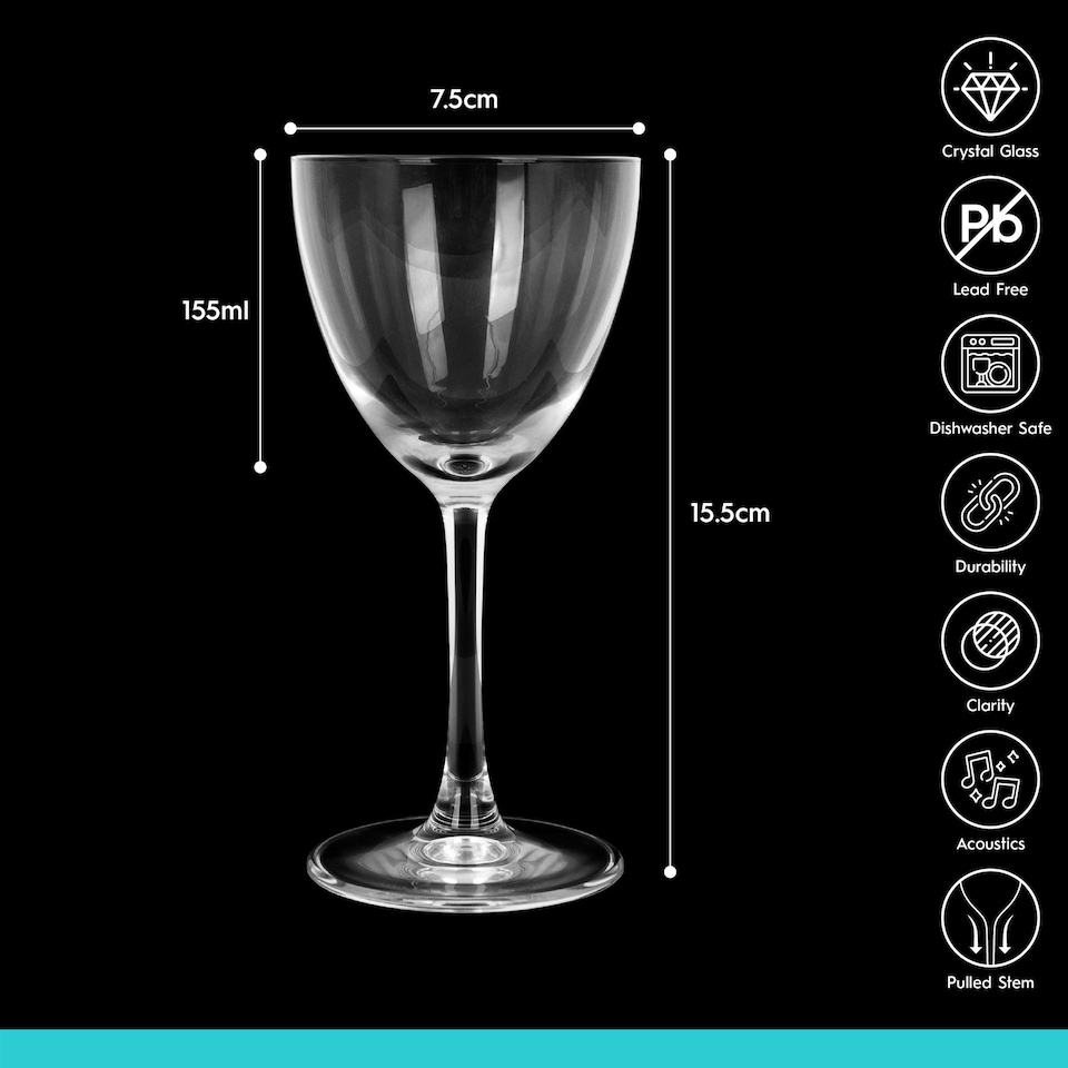 image 1 of Argon Tableware Hoxton Crystal Nick & Nora Glasses - 155ml | Clear | Clear | 6