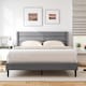 image 9 of COSTWAY Double Bed Frame Linen Upholstered Platform Bed Headboard Grey