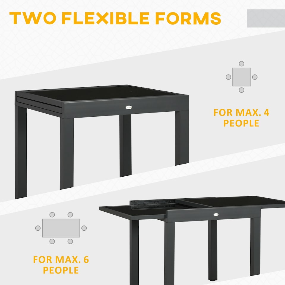 image 1 of Outsunny Extendable Outdoor Dining Table Patio Table with Frame