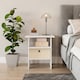 image 3 of 2-Tier 1- Drawer Wooden Side Table | White | White & Cream | 1