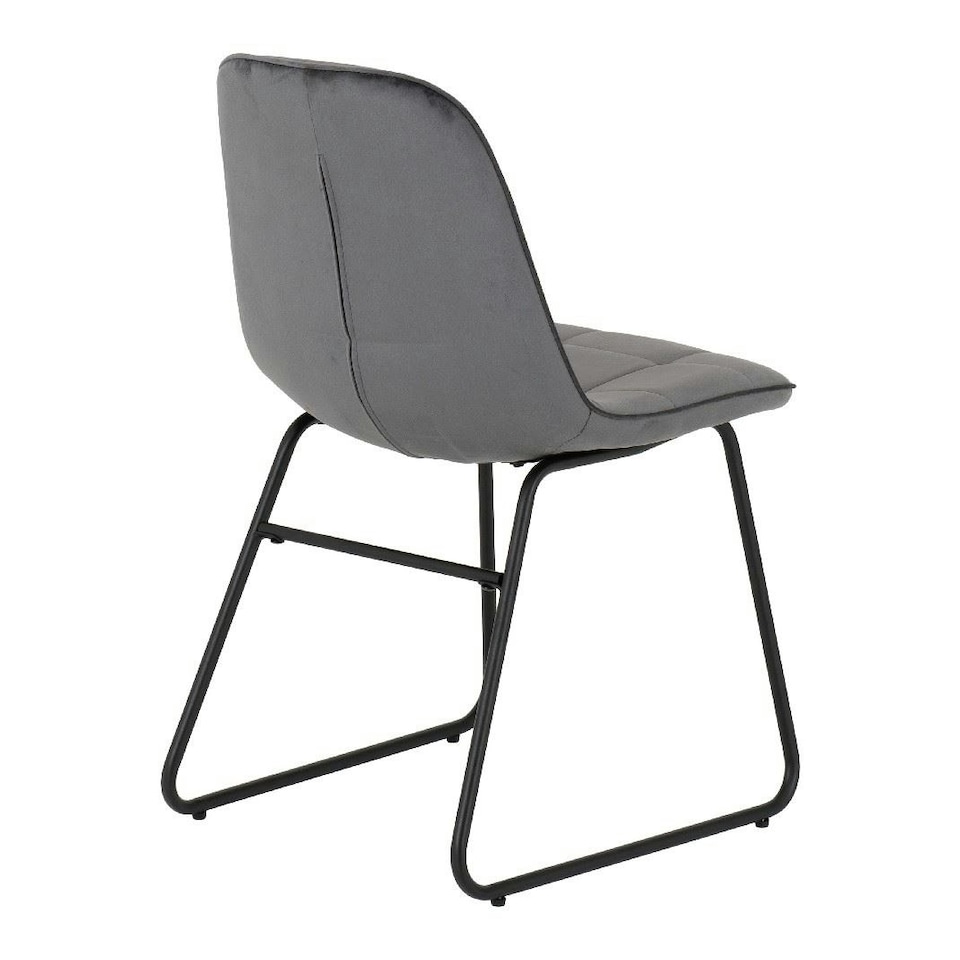 image 1 of Quebec Straight Edge Dining Set with 4 Velvet Lukas Chairs Grey