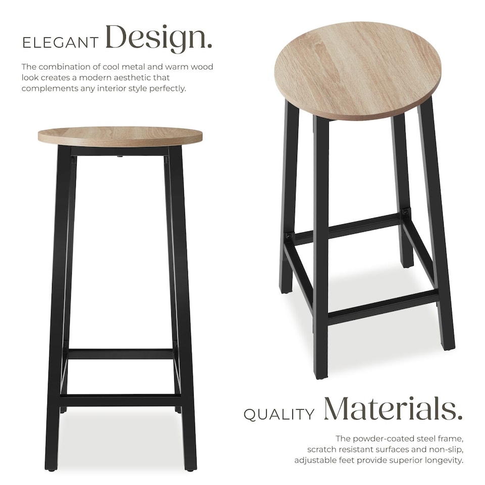 image 1 of 2 Bar stools Corby | Brown | industrial wood light, oak Sonoma | 32 x 32 x 66 cm | 2