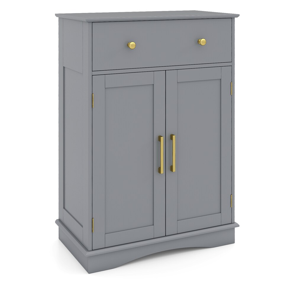 image 1 of COSTWAY Floor Storage Cabinet Buffet Sideboard with Drawer-Grey