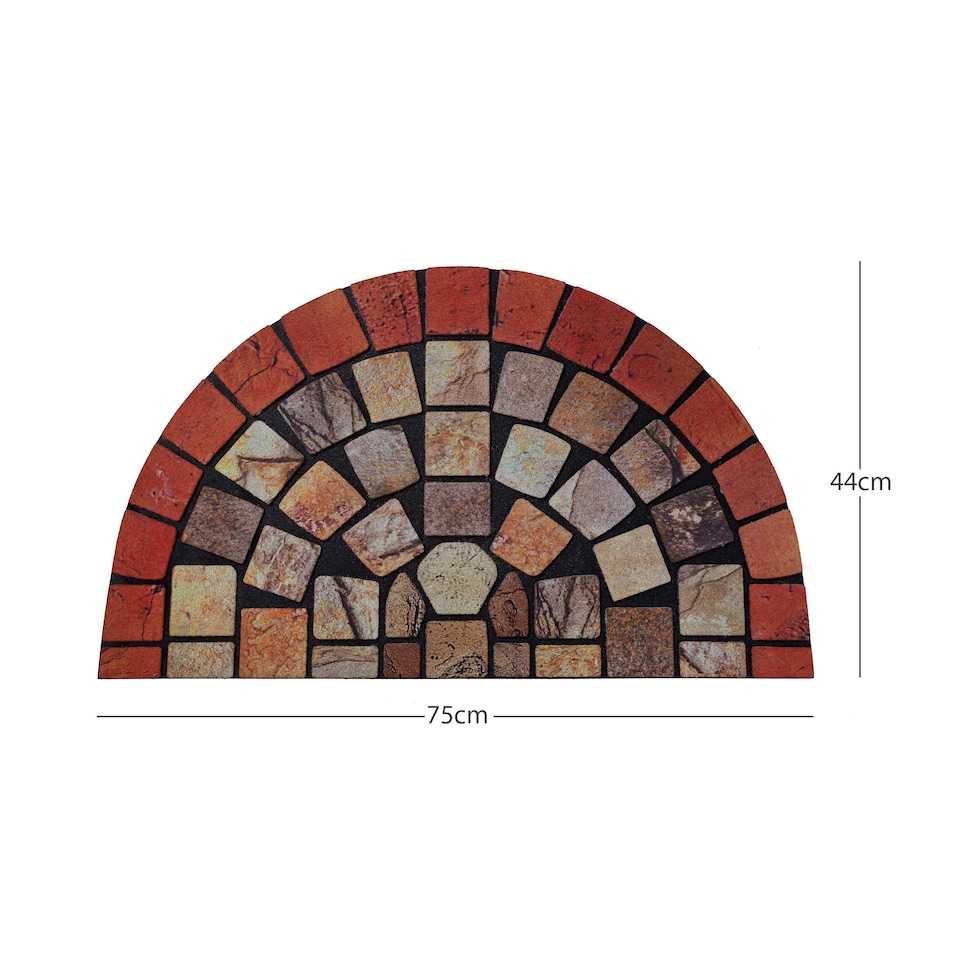 image 1 of Nicoman Rubber Elegant Red Tile Halfmoon Doormat - 75x44cm