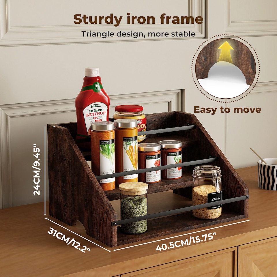 image 1 of Toque Counter Top Wine Rack Storage Liquor Bottle Display Shelf Wooden Holders